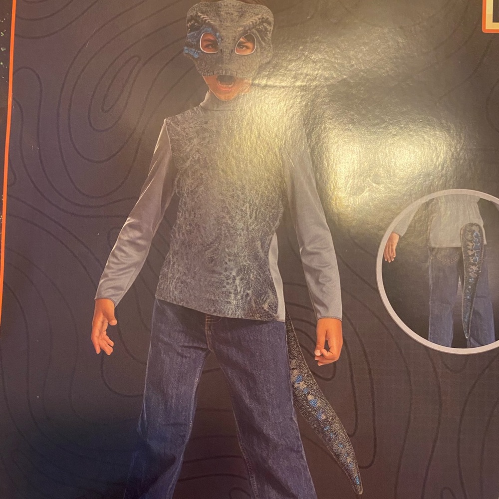 Blue jurassic World Dinosaur Costume with Mask and Tail